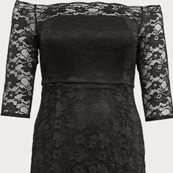 torrid | Dresses | Black Lace Off Shoulder Gown Size 6 Plus | Poshmark